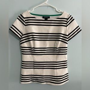 White House Black Market Black and White Striped Top
